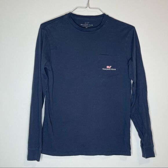 Vineyard Vines Long Sleeve Navy Blue - Pink with Logo LS Graphic T-Shirt size XS - Picture 4 of 5